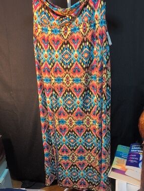 Tribal Bold Geo Maxi Skirt - Blue, Pink & Yellow